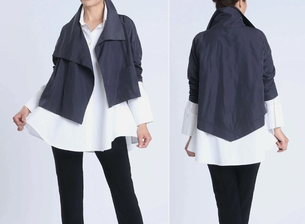 IC Collection Asymmetrical Crop Langenlook Gray Jacket Avant-Garde Women's Large